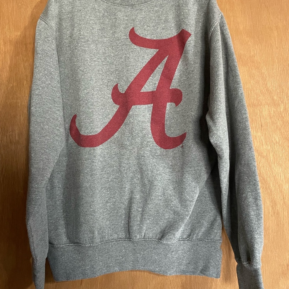MV Sport Alabama Gray Crewneck Sweater with Red Alabama Logo